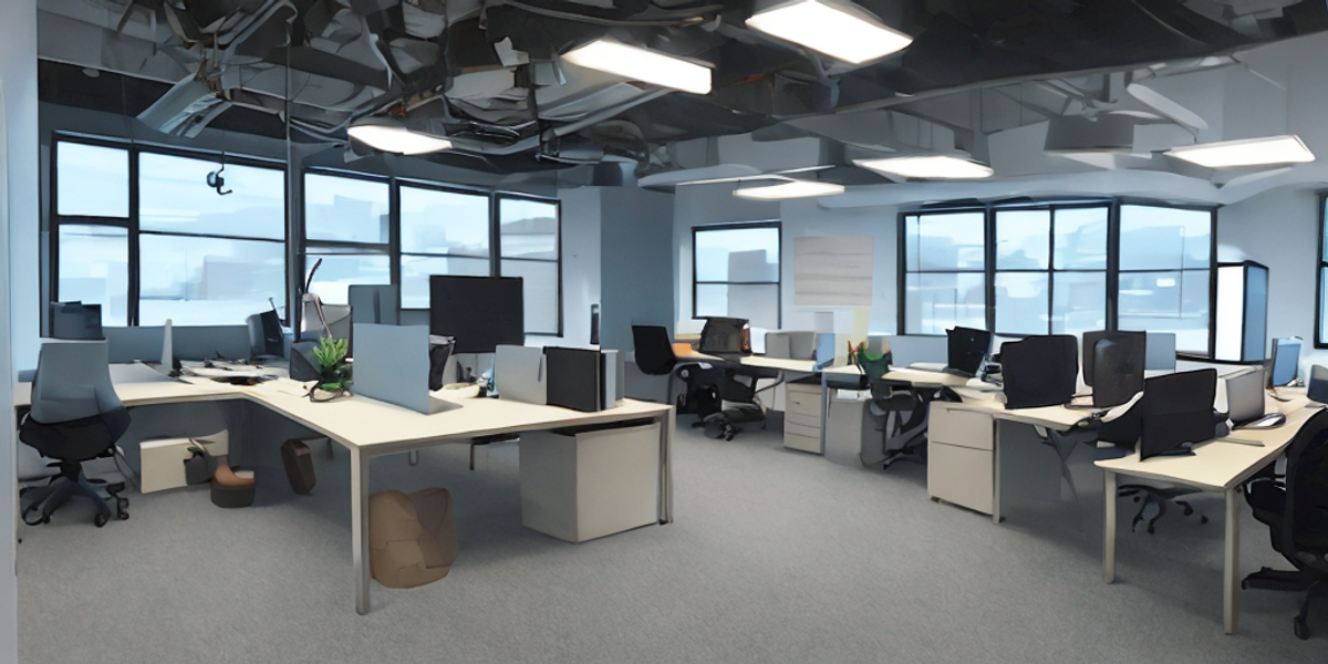 An office with many computers